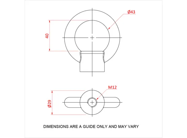 Doughty T42303 EYE NUT M12 (tested) (Black) (CONFORMS TO DIN 582) 