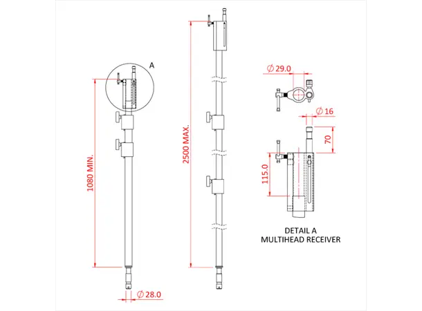 Doughty T44645 THREE STAGE EXTENSION (1.08m - 2.50m) 