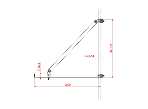 Doughty T57325 BRACED BOOM ARM 1000mm (Silver) 