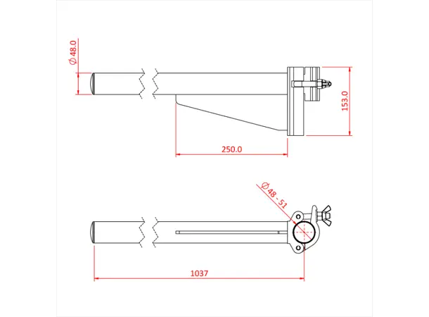 Doughty T57335 HEAVY DUTY BOOM ARM 1000mm (Silver) 