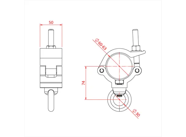 Doughty T57450 MAMMOTH CLAMP HANGING CLAMP (M12 eyenut - 340 kg) 