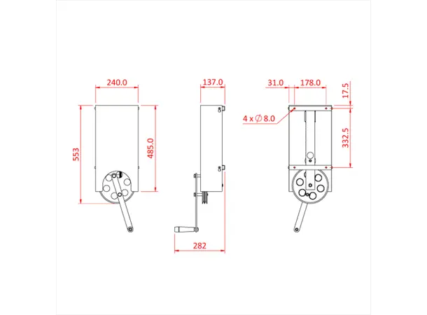 Doughty T63840 TRACK DRIVE - HAND OPERATED - WALL MOUNTED 