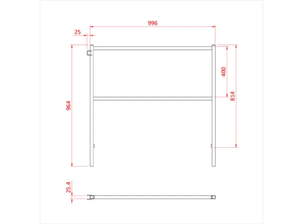 Doughty T77000 EASYDECK 1 METRE CORNER HANDRAIL 