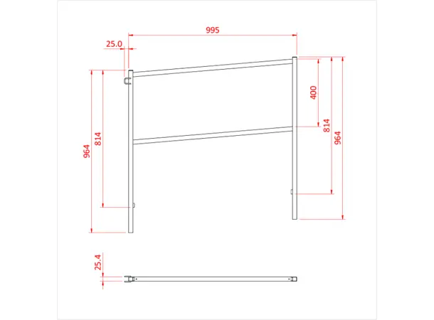 Doughty T77000 EASYDECK 1 METRE CORNER HANDRAIL 
