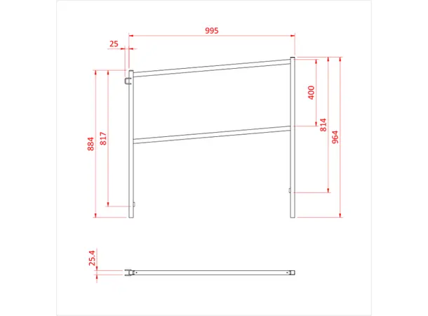 Doughty T77000 EASYDECK 1 METRE CORNER HANDRAIL 