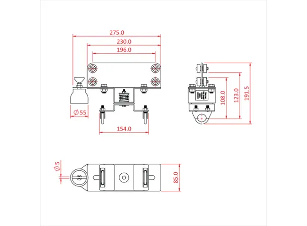 Doughty T84525 SIXTRACK SWIVEL ARM - BRAKED 