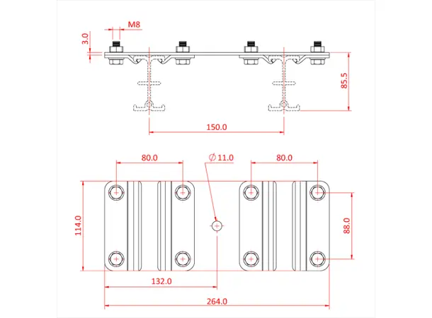 Doughty T85110 STUDIO RAIL 80 SPACER PLATE (Double Rail) supplied with rail 