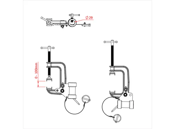 Doughty G1106 G CLAMP 150mm WITH DUAL POSITION 29mm RECEIVER 