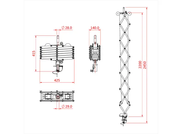 Doughty G1680 PANTOGRAPH 4 SPRING X 2.20M (27Kg SWL) 