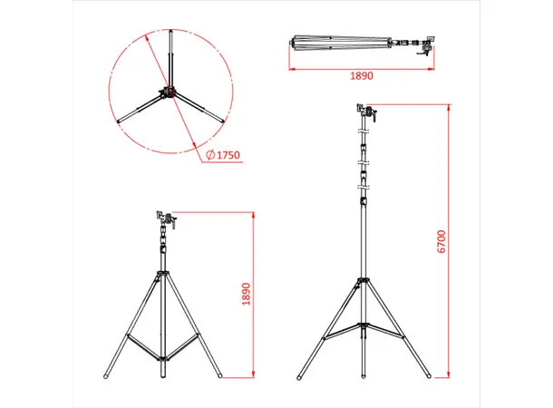 Doughty G209101 WIDE BASE HI-OVERHEAD STAND Shadow Range 