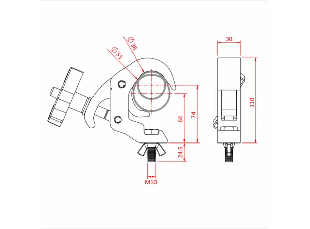 Doughty IP58305 SLIMLINE QUICK TRIGGER HOOK CLAMP (Silver) - STAINLESS STEEL 