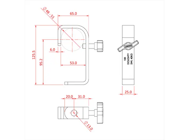 Doughty T20100 HOOK CLAMP 50mm STANDARD (25 x 6 flat) 