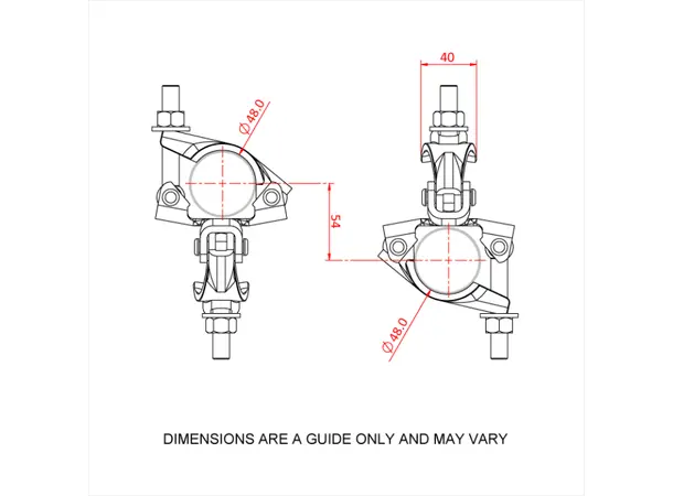 Doughty T24900 SCAFFOLD DOUBLE COUPLER (48mm) (Colour may vary Silver to Gold) 