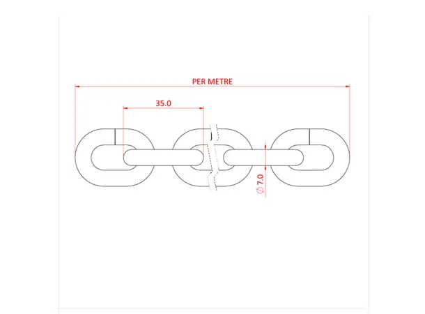 Doughty T28001 LIFTING CHAIN 250 Kgs. (1 metre length) Short Link Grade 8 