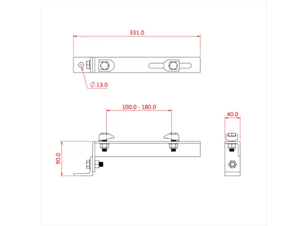 Doughty T29805 GIRDER CLAMP WITH END BRACKET (180mm - 280mm) 