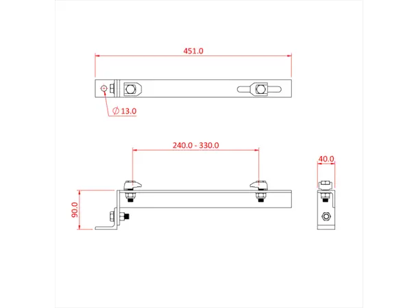 Doughty T29805 GIRDER CLAMP WITH END BRACKET (180mm - 280mm) 