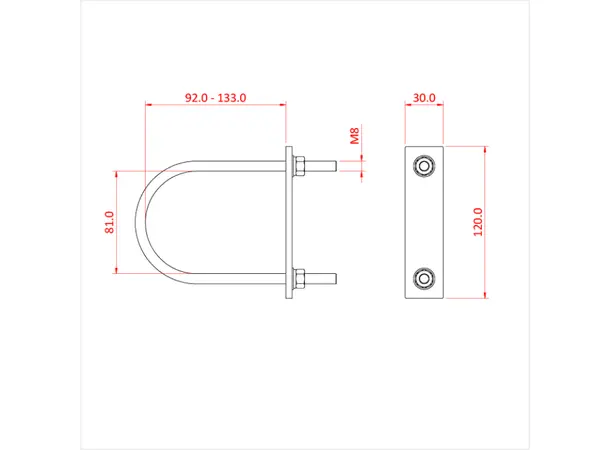 Doughty T30200 PIPE TO PIPE "U" BOLT & PLATE 