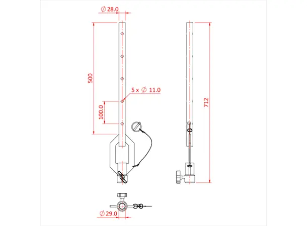 Doughty T45610 SINGLE ENDED ADJUSTABLE DROP ARM (250mm) 