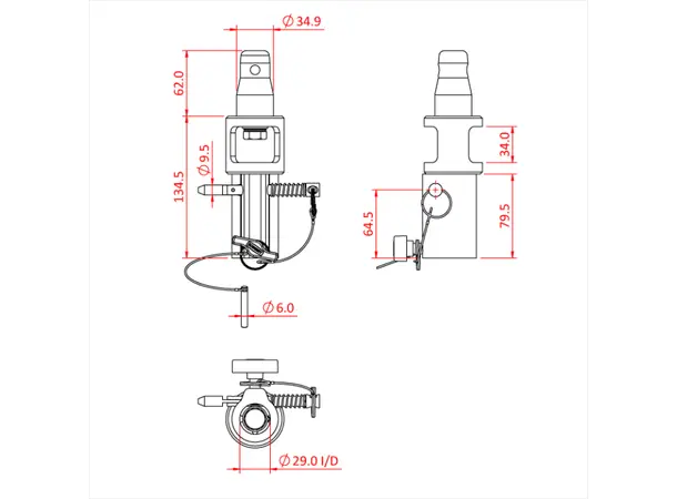 Doughty T45751 3 POINT RECEIVER FITTED WITH HALF CONNECTOR 