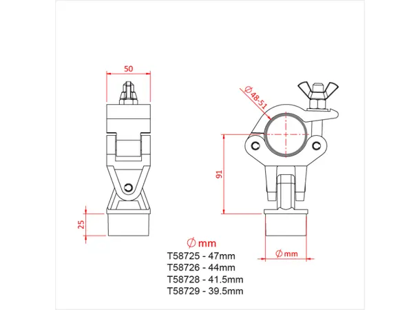 Doughty T58729 STABILISER COUPLER C/W 39.5mm ROUND SHANK 