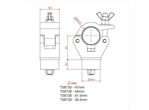 Doughty T58735 FINIAL COUPLER C/W SWIVELLING 47mm PLUG 