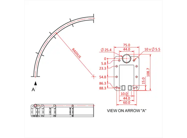 Doughty T63733 SIX TRACK 0.6 METRE 90 DEGREE RADIUS TRACK SECTION 