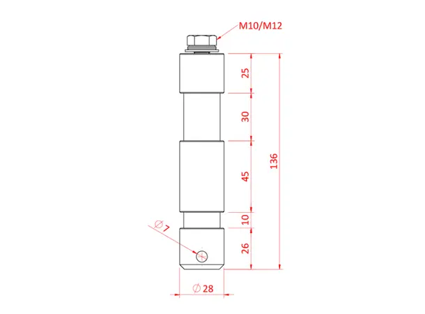 Doughty T74705 M10 FEMALE TV SPIGOT (aluminium) (long shank EURO) 