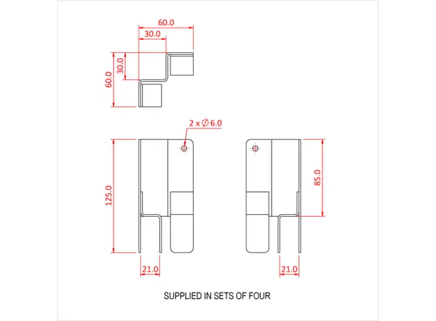 Doughty T77200 EASYDECK MODULE RISER BRACKET (Set of 4) 