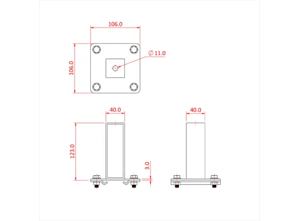 Doughty T85175 STUDIO RAIL 80 ADJUSTABLE STUD HANGER M12 
