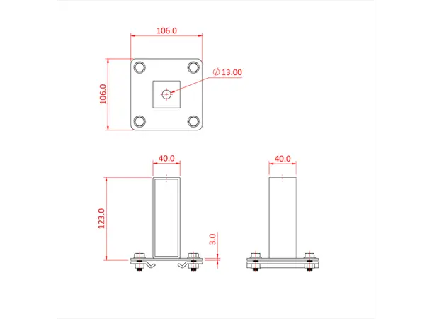 Doughty T85175 STUDIO RAIL 80 ADJUSTABLE STUD HANGER M12 