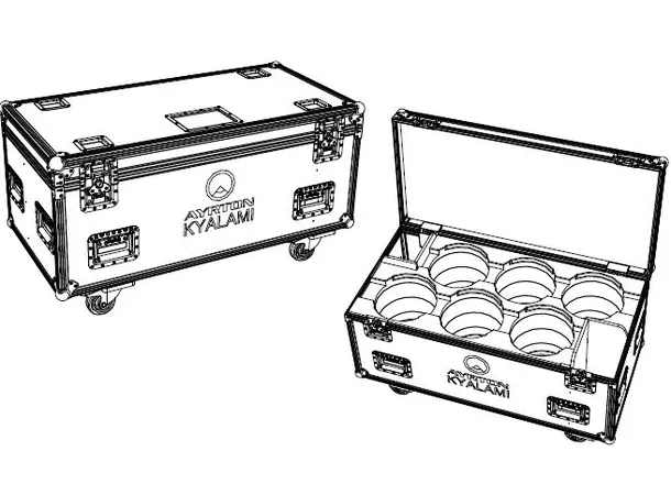 Ayrton Kyalami (6) Flightcase w/ Foam Wheels, 8 handles,4 plates, 120x60, Logo 