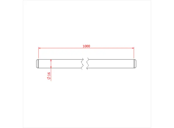 Doughty G1255 EXTENSION ARM 1000mm X 16mm dia. (stainless steel) 