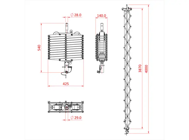 Doughty G1674 PANTOGRAPH 3 SPRING X 4.0M (20Kg SWL) 