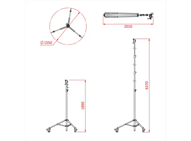 Doughty G208601 HI-ROLLER OVERHEAD STAND Shadow Range 