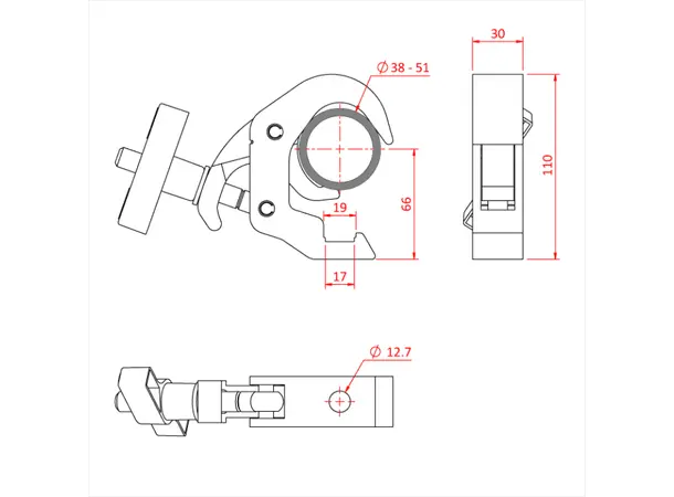 Doughty IP58300 SLIMLINE QUICK TRIGGER CLAMP (Silver) - STAINLESS STEEL 