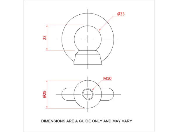 Doughty T42202 EYE NUT M10 (230 Kg) (Black) (CONFORMS TO DIN 582) 