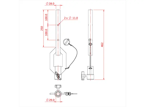 Doughty T45616 SINGLE ENDED ADJUSTABLE DROP ARM (1.0 metre) 