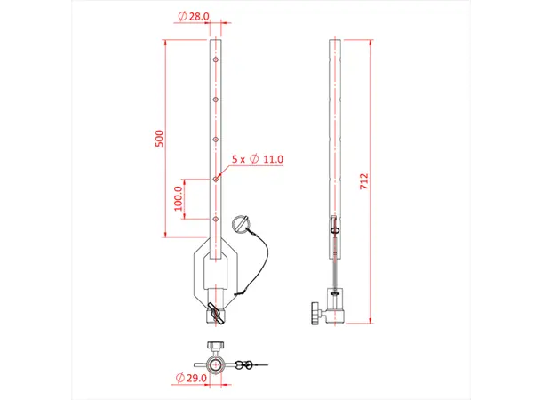Doughty T45616 SINGLE ENDED ADJUSTABLE DROP ARM (1.0 metre) 