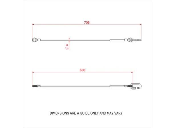 Doughty T45853 SAFETY BOND 4MM X 650 WITH M6 QUICK LINK (200Kg) (Black) 