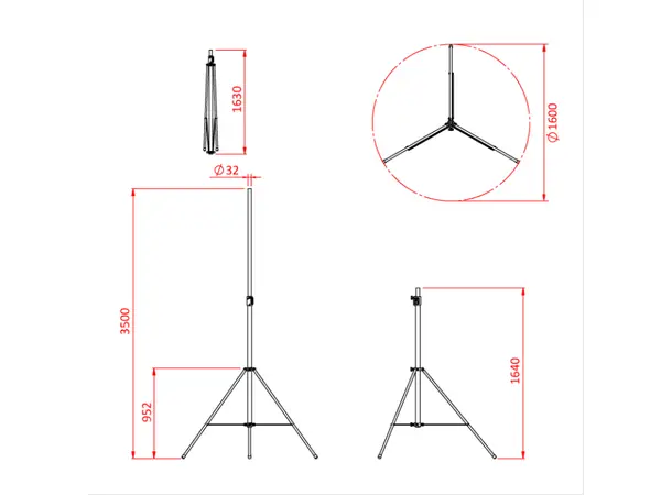 Doughty T49300 CLUB 35 TWO STAGE TELESCOPIC STAND 3.5 metre 