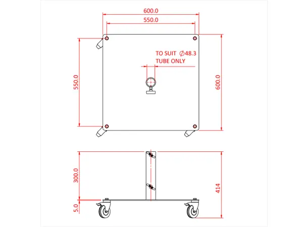Doughty T54260 TANK TRAP (Four Castors) 