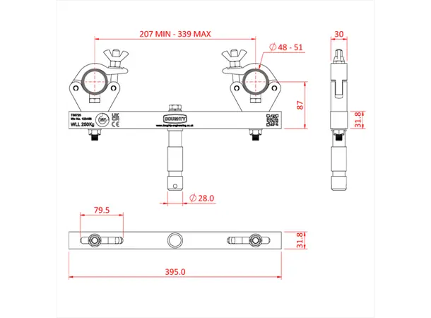 Doughty T55800 SOLID FIXED TRUSS ADAPTOR (Silver) (250Kg) 