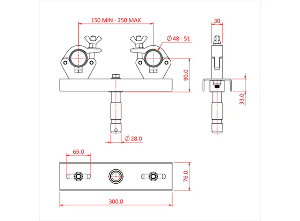 Doughty T57211 FIXED TRUSS ADAPTOR (200mm -400mm centres) 