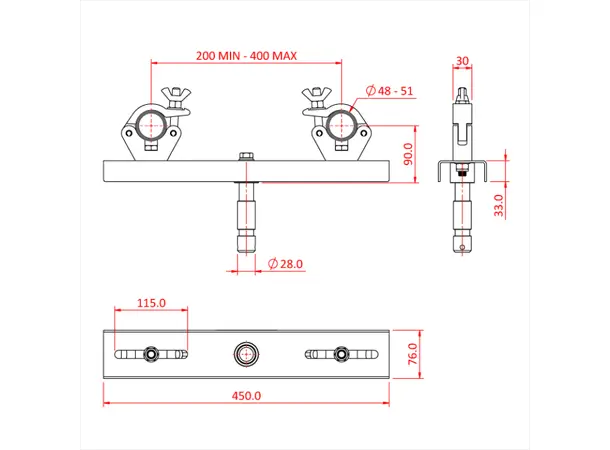 Doughty T57211 FIXED TRUSS ADAPTOR (200mm -400mm centres) 