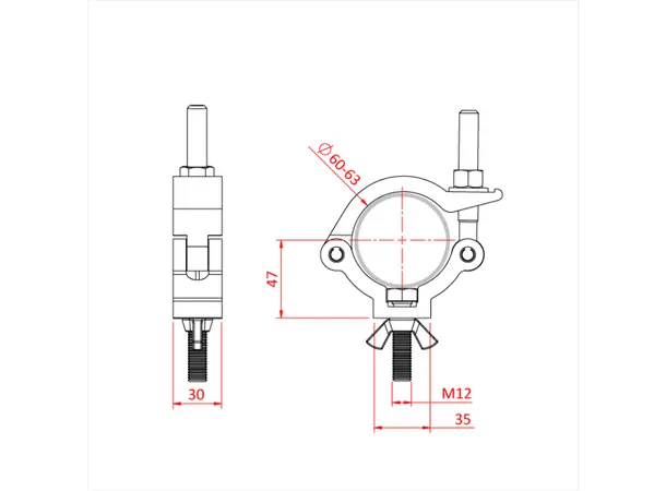 Doughty T57415 SLIMLINE MAMMOTH HOOK CLAMP (M10 x 35 bolt & wingnut) 