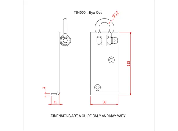 Doughty T64000 SHORT HANGING IRON (Eye out) 