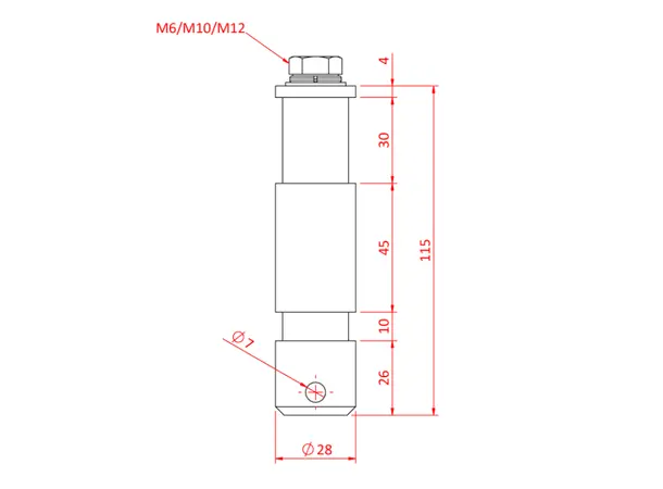 Doughty T74305 M6 FEMALE TV SPIGOT (aluminium) (EURO Spec.) 