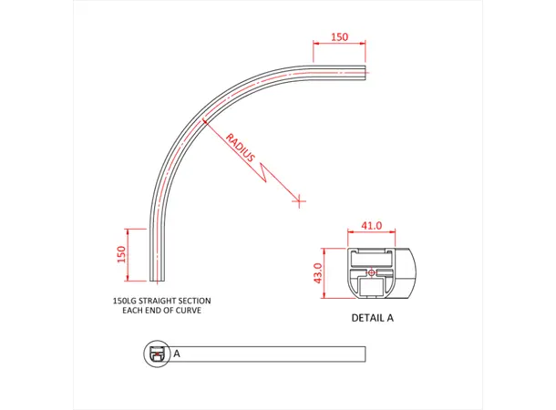Doughty T81081 DOUGHTY RAIL - CURVE R90 - (Black) 