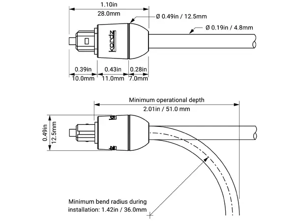 Kordz PRO3 TOSLINK Cable 4.8mm cable diameter, 0,5m 
