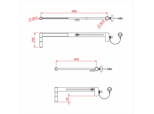 Doughty G1305 JUNIOR ADJUSTABLE OFFSET ARM 